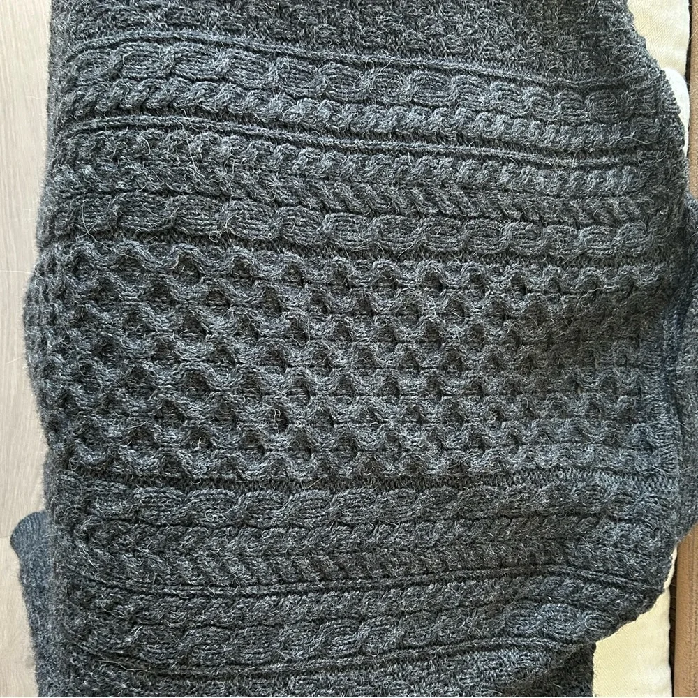 Dark Gray Blarney Woollen Mills Pure New Wool Cardigan Sweater Large - Picture 11 of 12